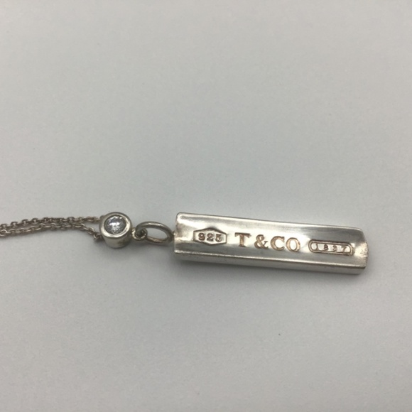 Vintage Tiffany & Co. Tiffany 1837 Bar Plate Pendant Necklace Sterling Sliver - Picture 5 of 15